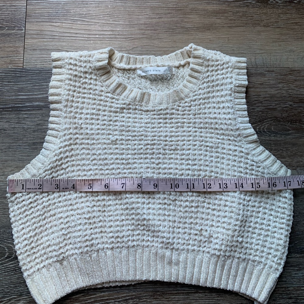 Altar'd State Cream Textured Knit Sweater Vest L - Picture 5 of 6